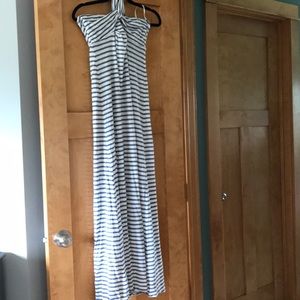 Blue and white striped dresd